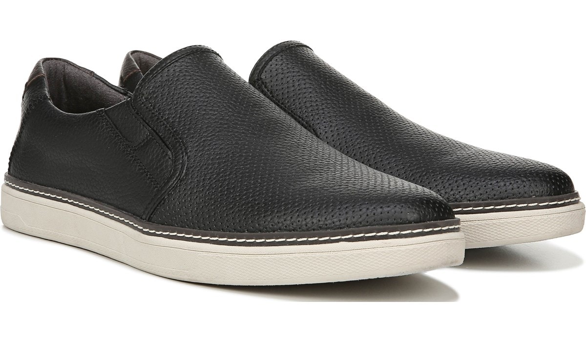 black leather slip on tennis shoes